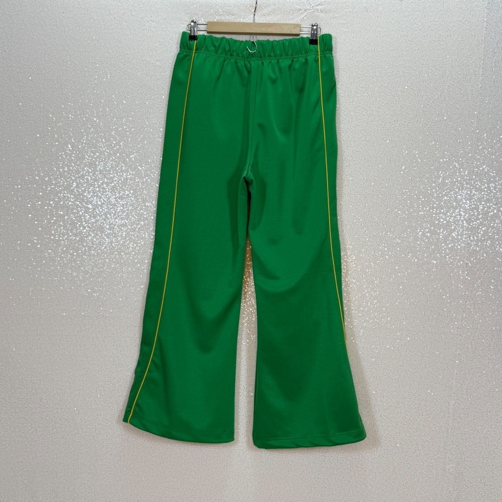 BDG Josie Tricot High-Waisted Flare Pants Bright Green Elastic Waist Retro Large - Picture 10 of 16